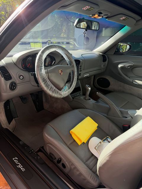 Porsche Targa leather interior cleaned and conditioned